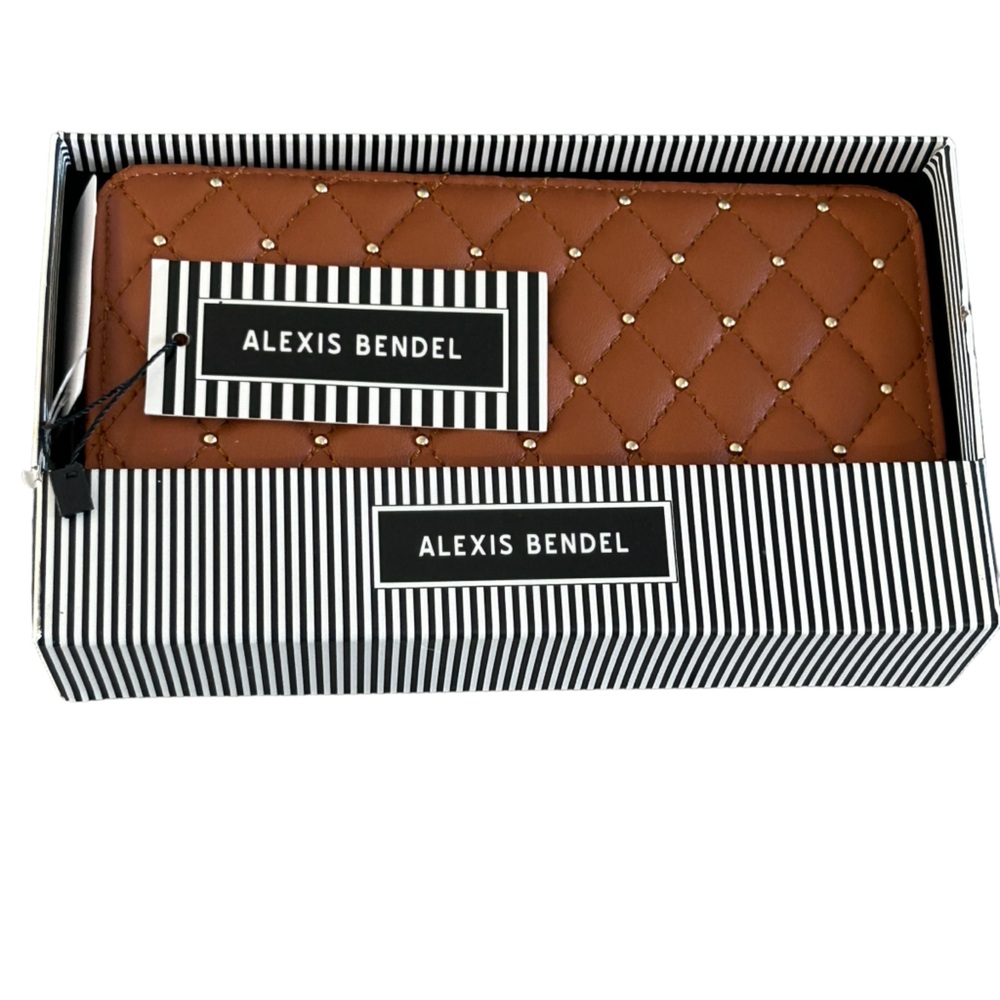 Alexis Bendel wallet: embellished with gold studs; light brown; 4 sections; NWT